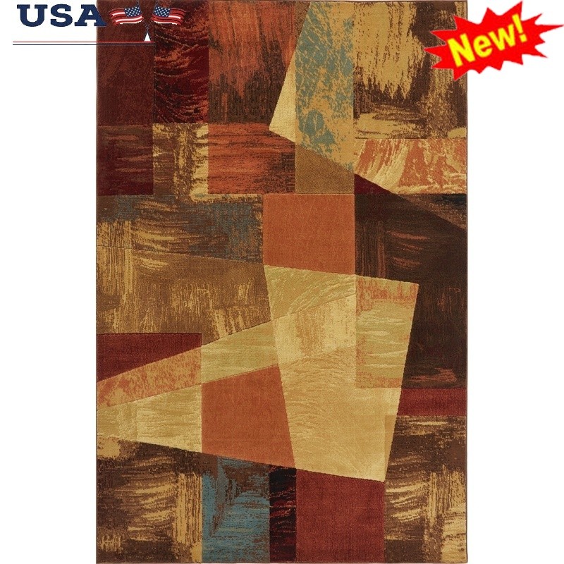 Geometric Area Rug 100% Olefin Stain Resistant Indoor Durable Jute Backing New gallery