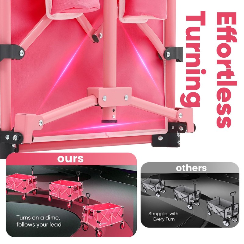 Sekey Pink Collapsible Foldable Wagon with 330lbs Weight Capacity Heavy Duty gallery