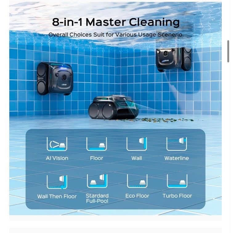 WYBOT C2 Cordless Robotic Pool Cleaner, up to 2152 Sq.ft 7 Cleaning Modes gallery