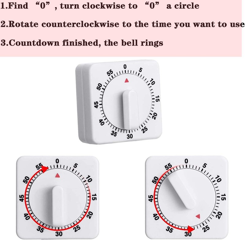 2× Long Ring Bell Alarm Loud 60-Minute Kitchen Cooking Wind Up Timer Mechanical gallery