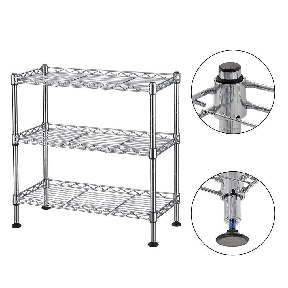 3-Tier Storage Shelves Adjustable Wire Shelving Heavy Duty Storage Rack gallery