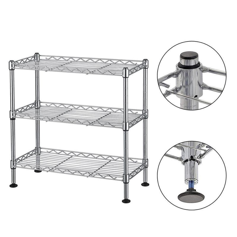 3-Tier Storage Shelves Adjustable Wire Shelving Heavy Duty Storage Rack gallery