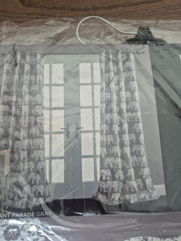 Half Moon Elephant Parade Two panels 52 X 84 Light Filtering Grey White New gallery