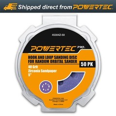 POWERTEC 5-Inch Hook and Loop Sanding Disc for Random Orbital Sander, 40 Grit