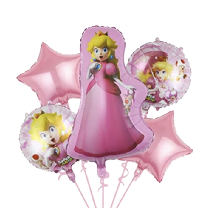 (5 Pack) Super Mario Princess Peach Balloon Pink Birthday Party Decoration gallery