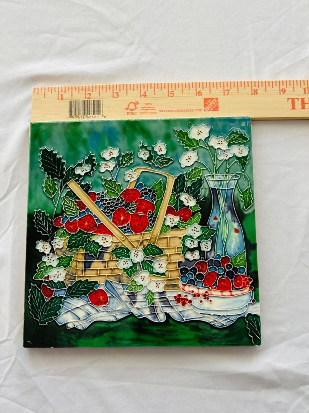 Decorative Tile or Trivet br Strawberries & Floral Ceramic & Manmade gallery