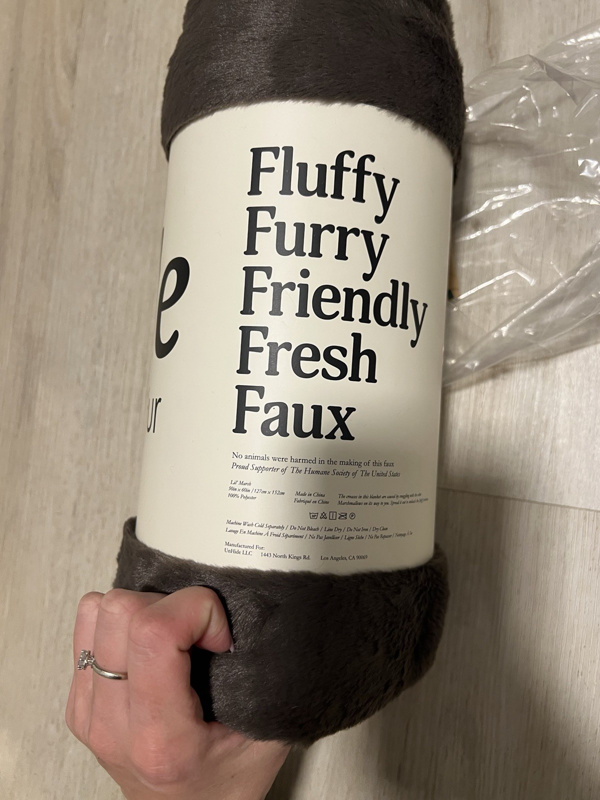 UnHide Lil' Marsh Faux Fur Blanket Throw, Chocolate Solid 50 x 60 in gallery