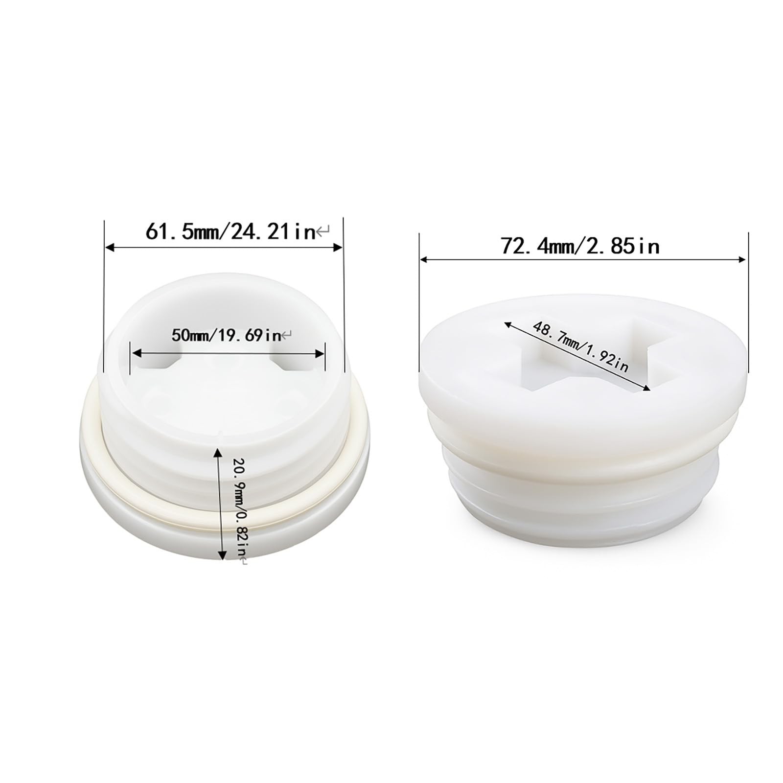 Bung Cap with 2" Thread Size, 2 Pack Poly Buttress Drum Bung, Course White gallery