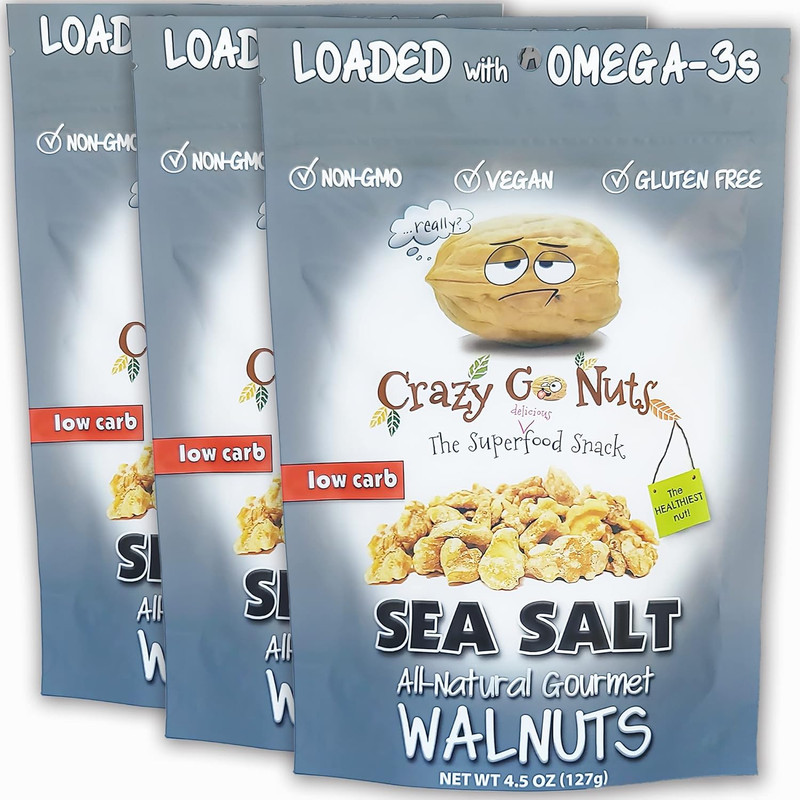 Crazy Go Nuts Walnuts Plain with Sea Salt - Glazed Walnuts, Vegan, Low Carb, Glu gallery