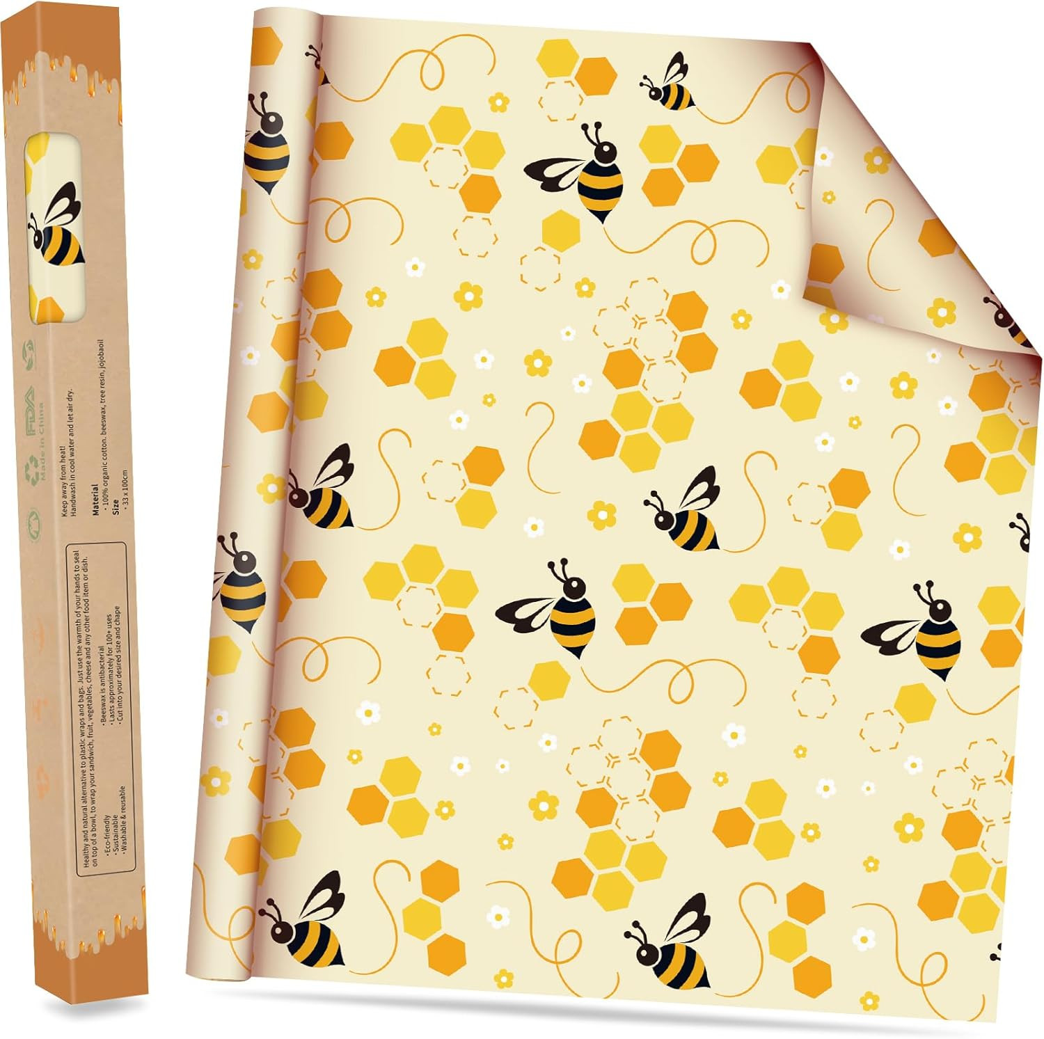 Beeswax Wraps for Food Roll(13X39Inch), Organic Beeswax Wrap Beeswax Food Wraps gallery
