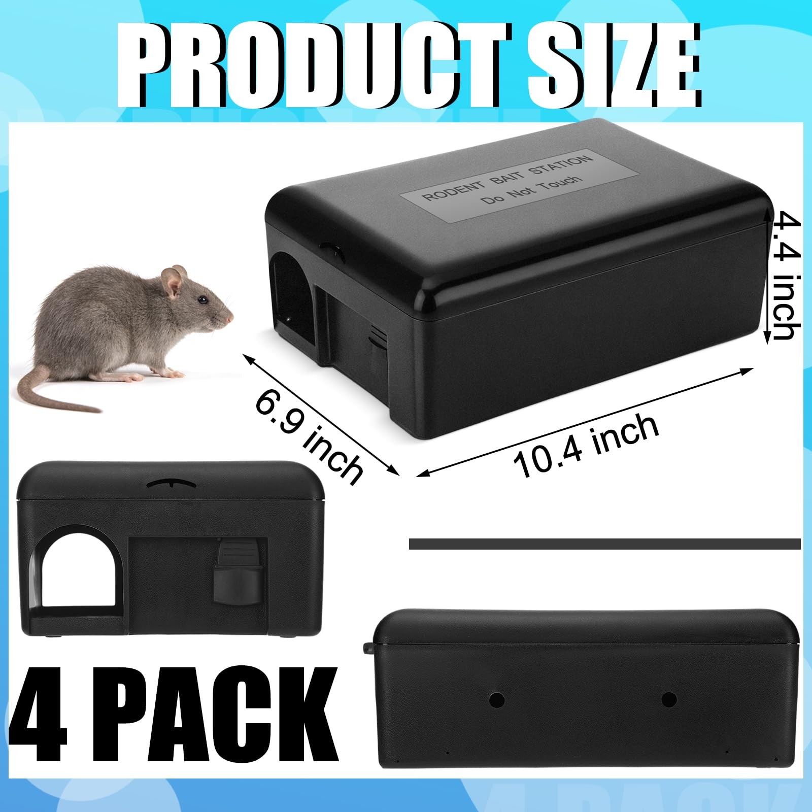 4 Pack Rat Bait Station with Key, Heavy Duty Lockable Mouse Bait Station Tamp... gallery