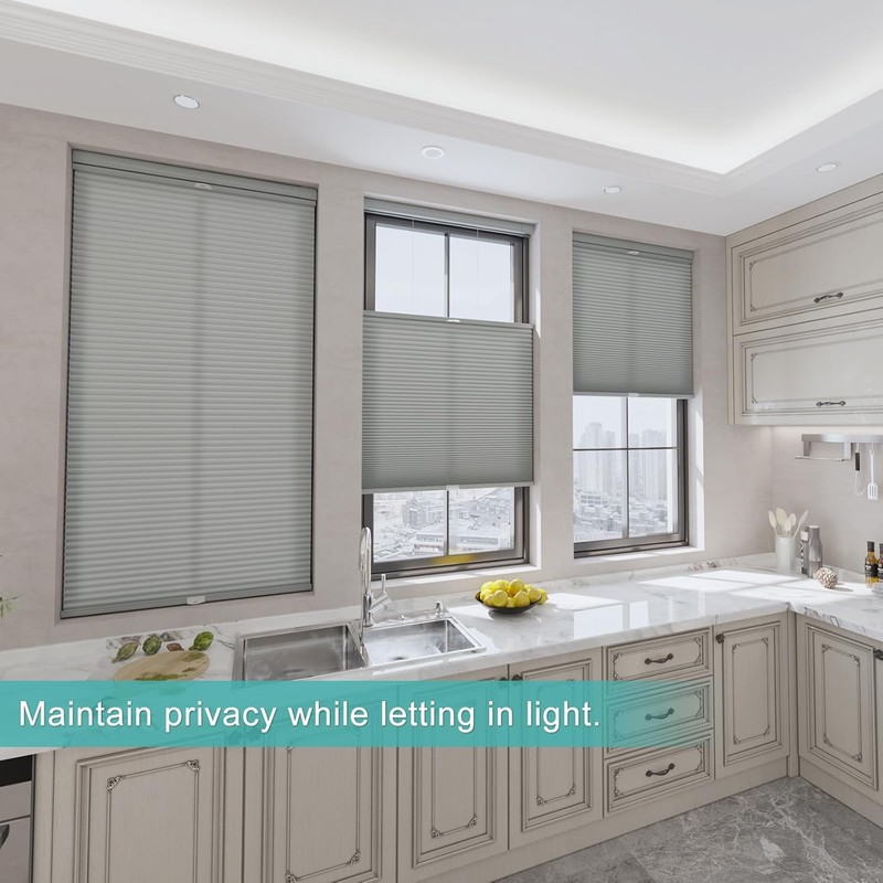 Light Filtering 1.5in No Drill No Tools Cordless Cellular Shades Honeycomb Blind gallery