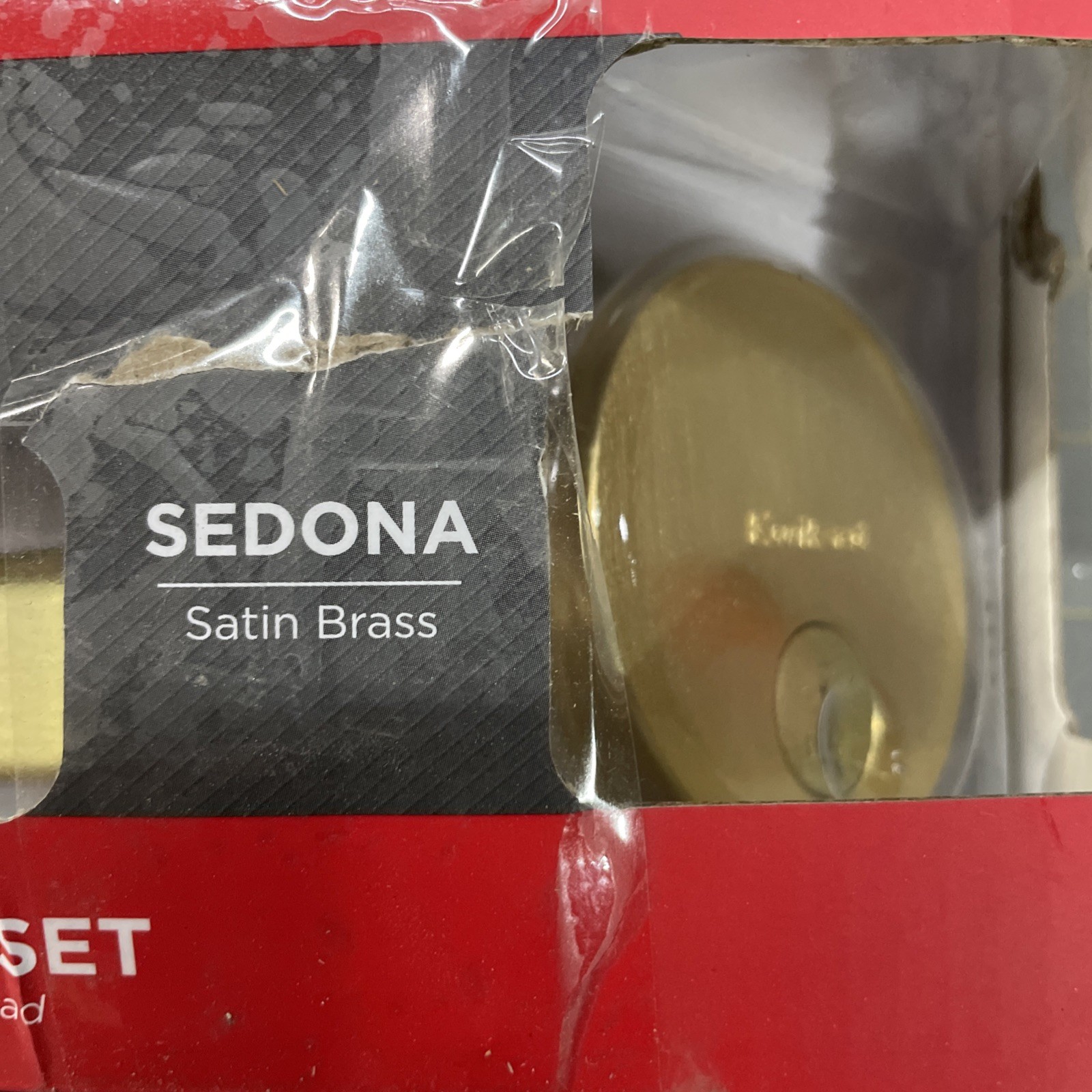 Kwikset Sedona Transitional Satin Brass Lever & Single Cylinder Deadbolt KW1 gallery