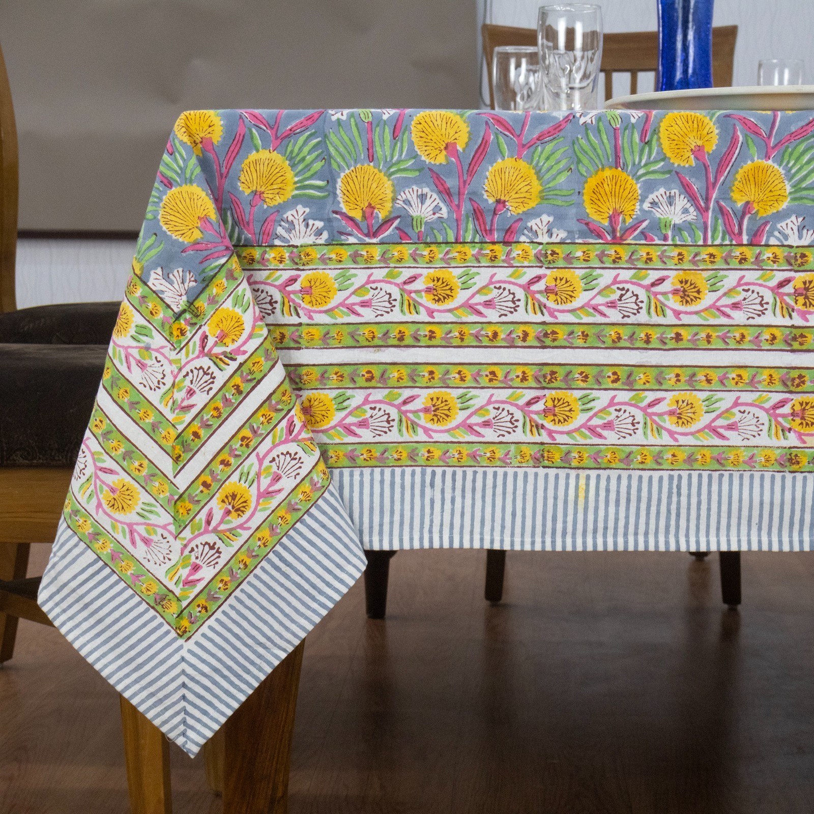 Dining Tablecloth Block Printed Table Cover Rectangle Tablecloth Gift for Dad gallery
