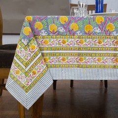 Dining Tablecloth Block Printed Table Cover Rectangle Tablecloth Gift for Dad