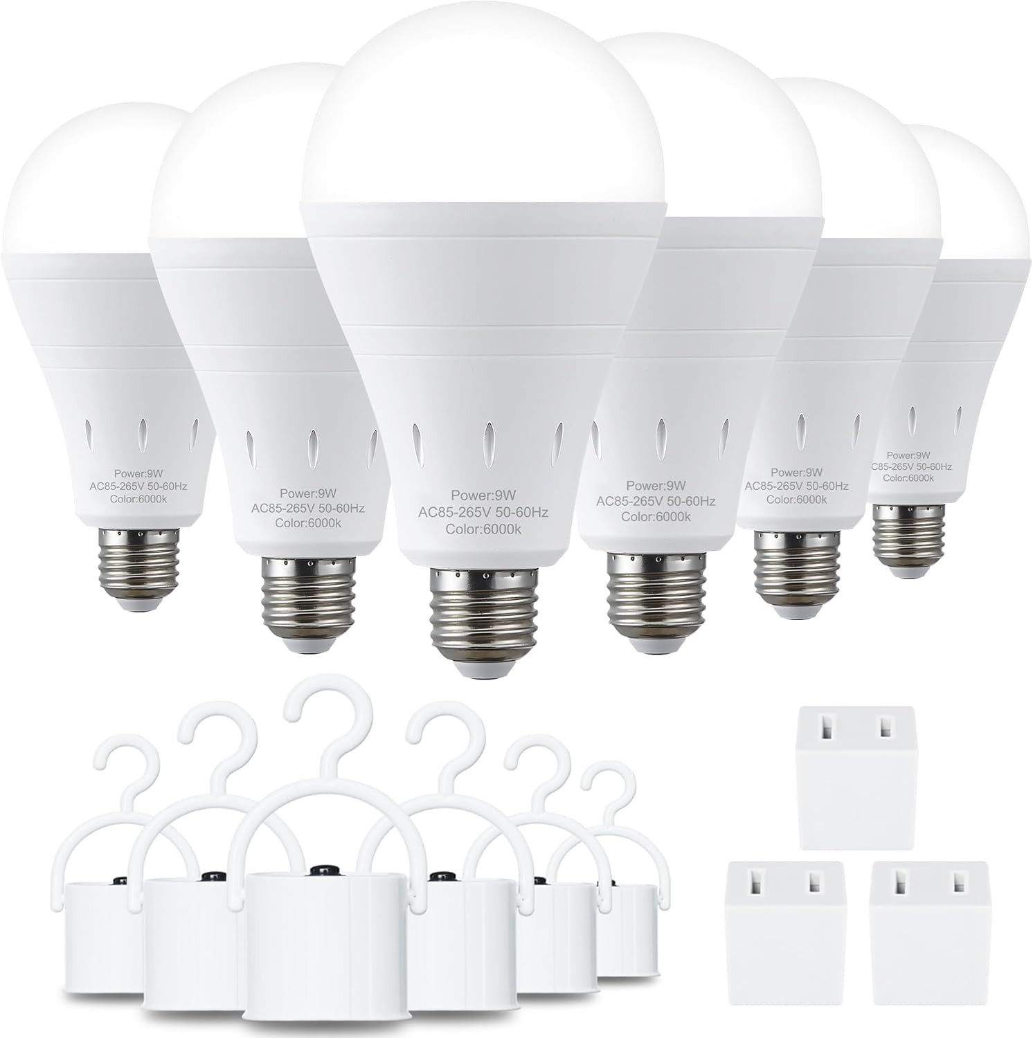 6 focos LED recargables 6000K 9W, batería 1200mAh para emergencias gallery