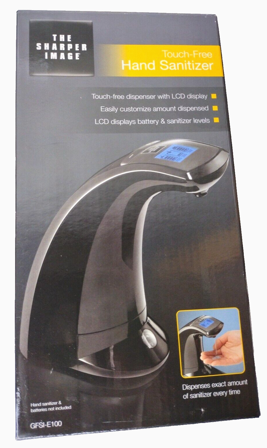 Sharper Image Touch-Free Hand Sanitizer Dispenser Battery Powered LCD Black NEW gallery