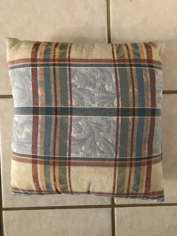 Single Throw Pillow Tartan Plaid Multicolor, solid back 15 x 15 gallery