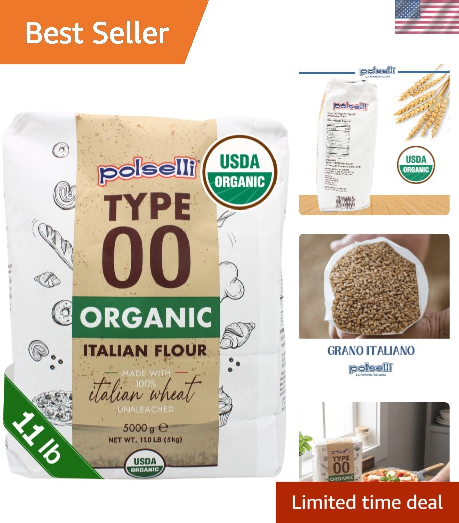 Organic Flour, Type 00, 100% Italian Grain, Double Zero Flour, OO Extra Fine,... gallery