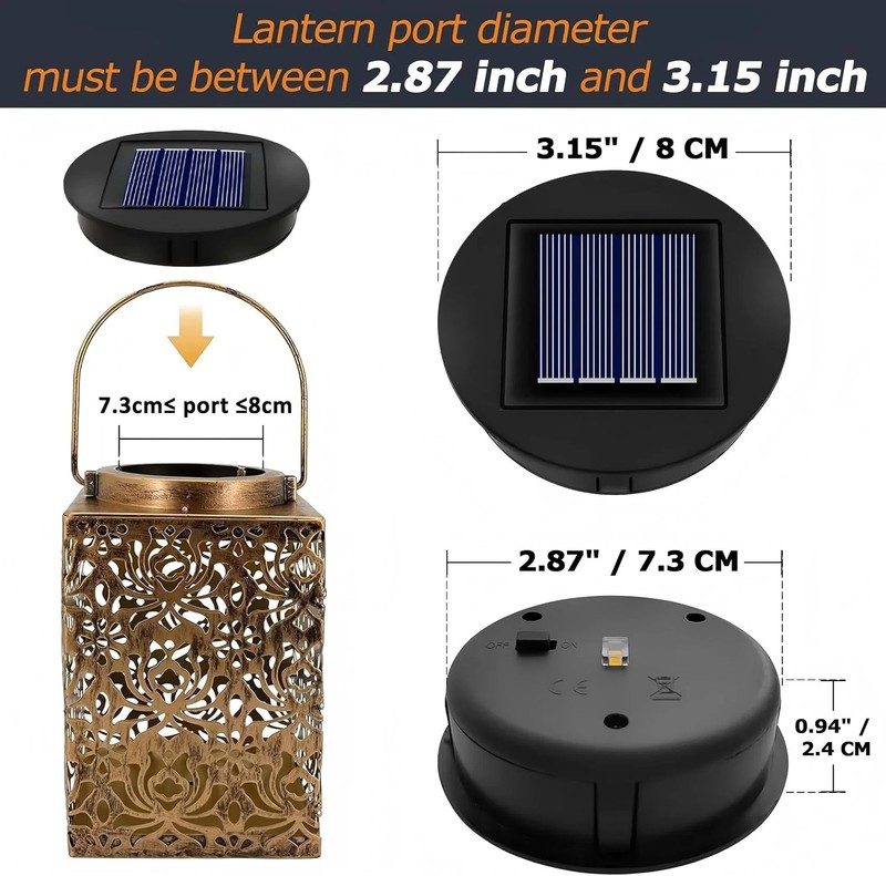 2 Pack Solar Light Replacement Top, Replace Solar Light Part for Lantern (Top 3. gallery