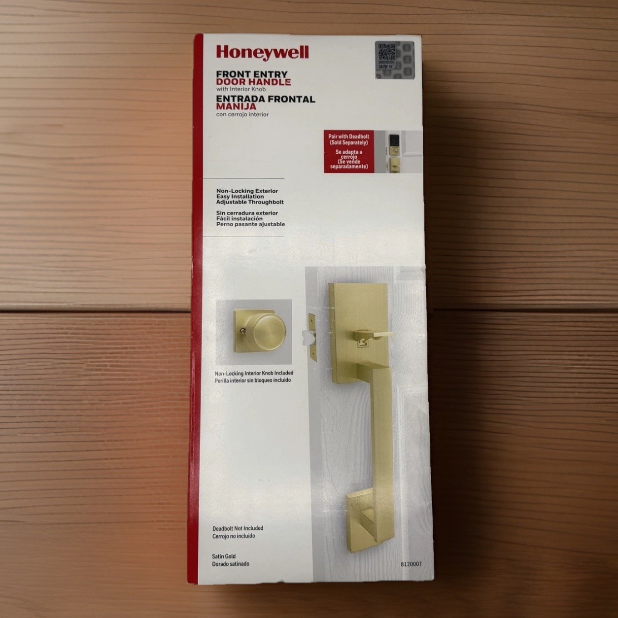 Honeywell Front Entry Door Handle Satin Gold Modern Square Lever Set 8120007 gallery