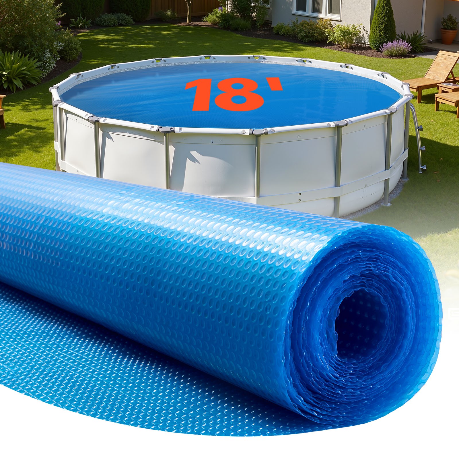 VEVOR Solar Pool Cover 18 ft Round Pool Bubble Cover 12 Mil Pools Solar Blanket gallery