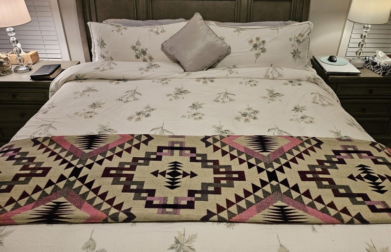 EXTRA LARGE, REVERSIBLE, ALPACA WOOL,MULTICOLOR BLANKET ECUADOR 74,8x91,33 in gallery