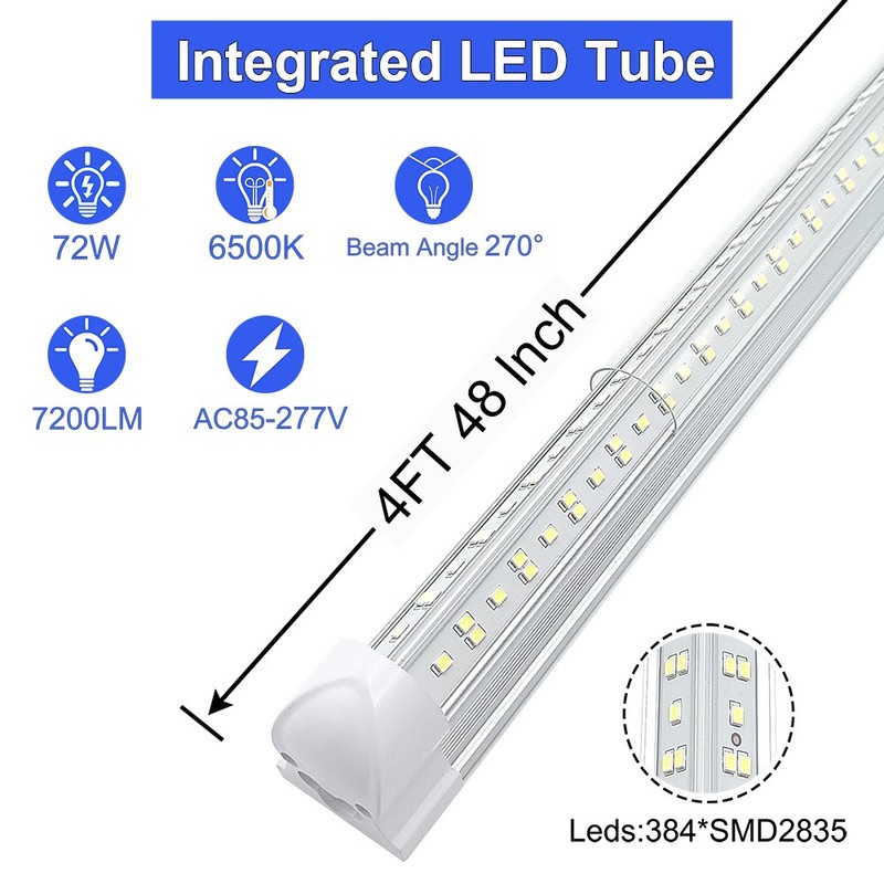 25 Pack 4' Integrated LED Shop Light Fixture Garage 72W V-Shape Led Tube Light gallery