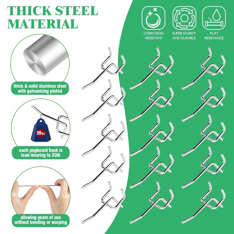 50Pcs 2"/5CM Pegboard Hooks Assortment Set, Metal Peg Board Hooks with 2.5mm ... gallery