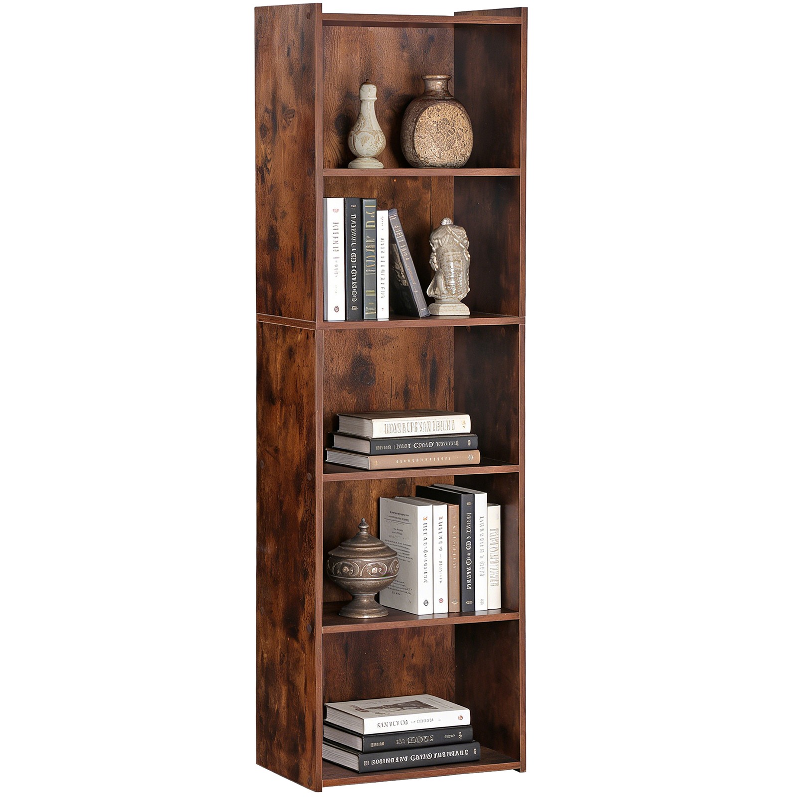 5-Tier Organizer MDF Bookshelf Open Shelf Bookcase Storage Shelf Rustic Brown gallery