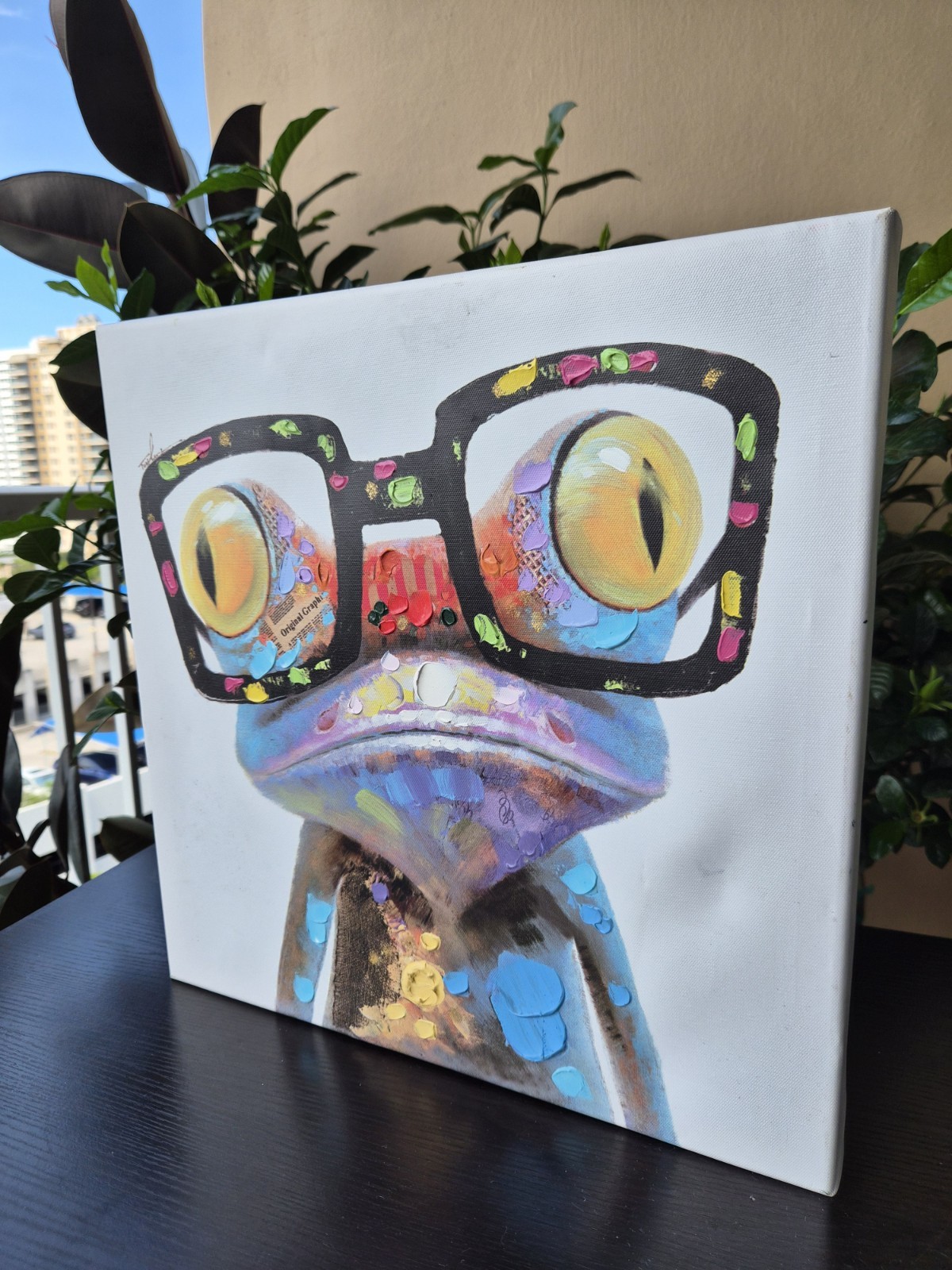 Colorful Frog With Glasses Canvas Wall Art 16x16 Contemporary Pop Art Painting gallery