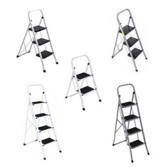 2/3/4 Step Ladder Handgrip Anti-Slip 330lbs Portable Steel Step Stool White/Grey gallery