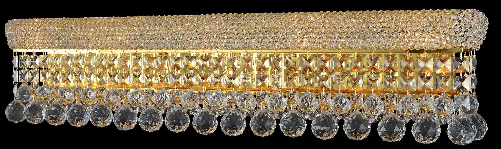 Primo Collection 4-Light 30x06x08 Crystal Vanity Wall Light in Gold gallery