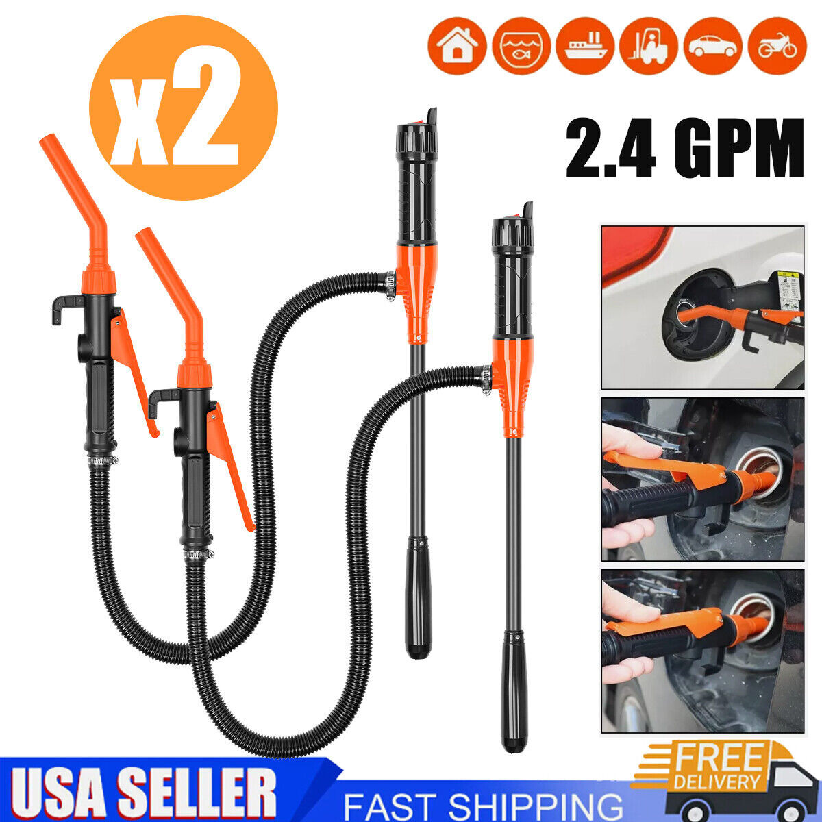 2Pack Portable Transfer Pump Battery Operated Electric Pump Gas Transfer 2.4 GPM gallery