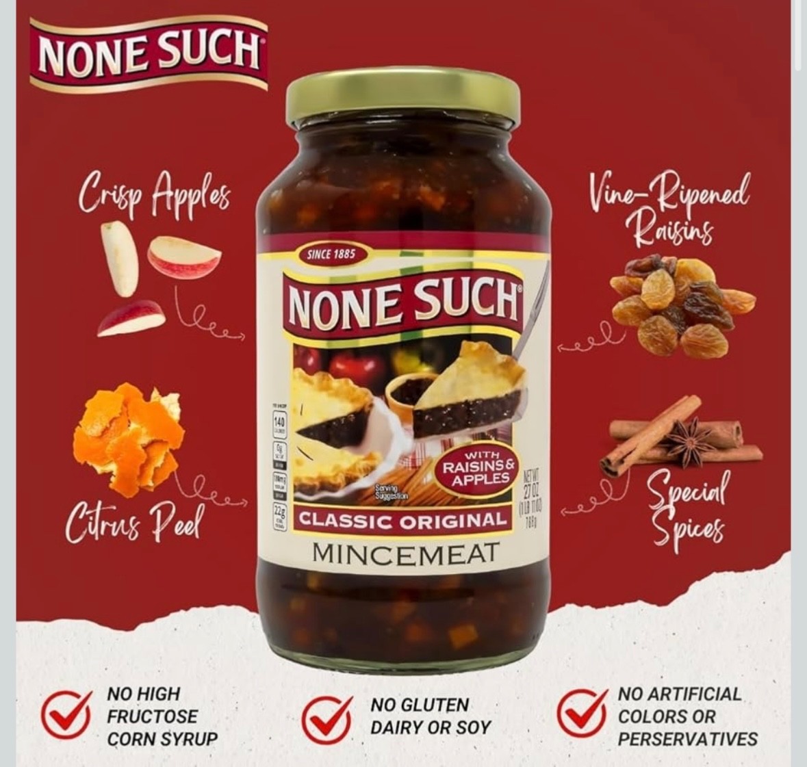 None Such Mincemeat with Raisins & Apples Pack of 2, 27 oz Jars gallery