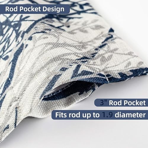 Tree Branch Linen Lined Valance Double Layer 52"W x 14"L (Pack of 1) Blue gallery