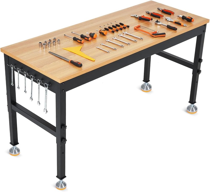 Workpro 48" Workbench Adjustable Height Work Table 2500LBS Load Wood Top Table gallery
