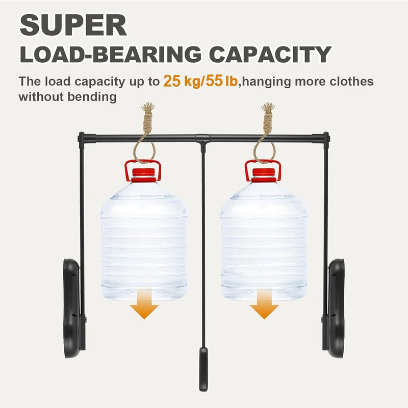 Heavy-Duty Adjustable Pull-Down Closet Rod with Lift Damping System, 55lb Capaci gallery
