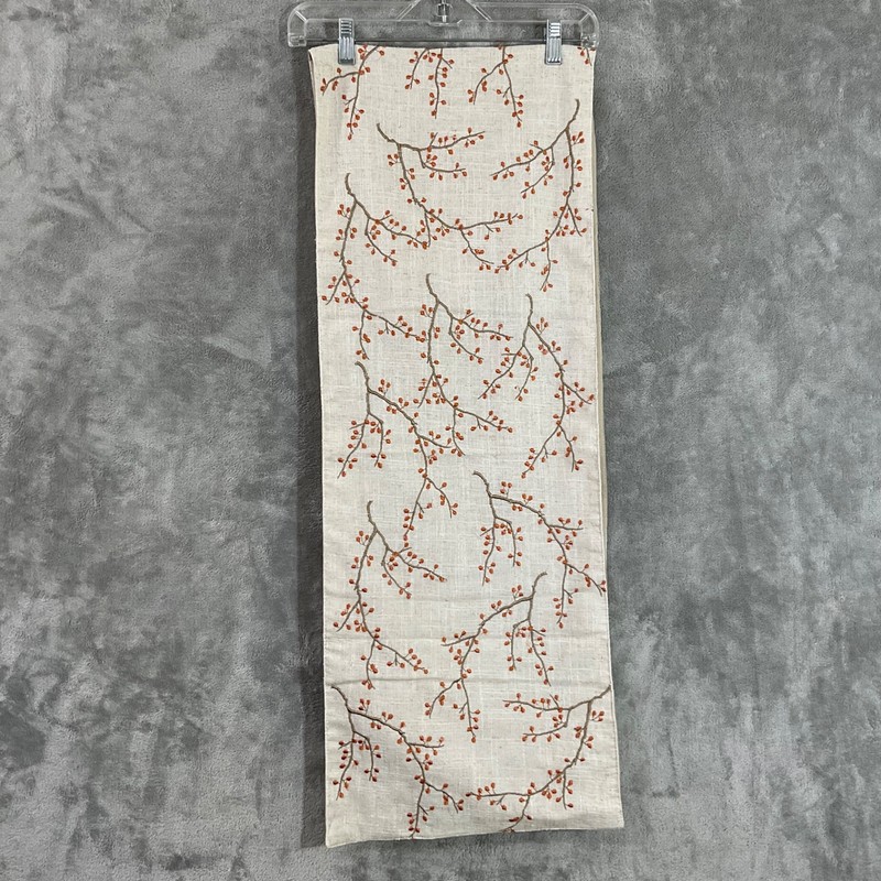 Table Runner Fall spring Berries Embroidered Cotton/ linen? 13x 70” Festive gallery