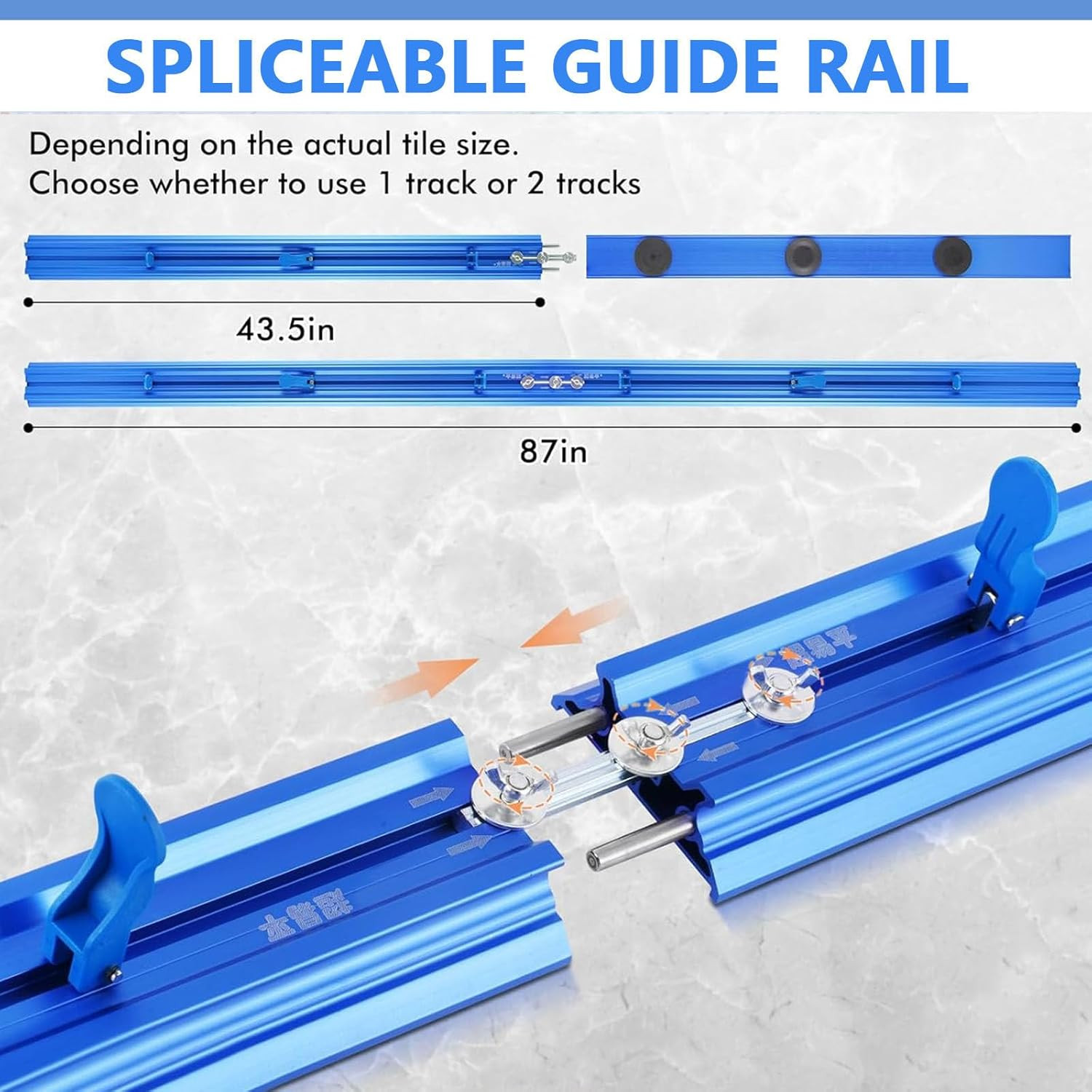 87-In Manual Tile Cutter for Large Format Ceramic & Porcelain Tile - Double Rail gallery