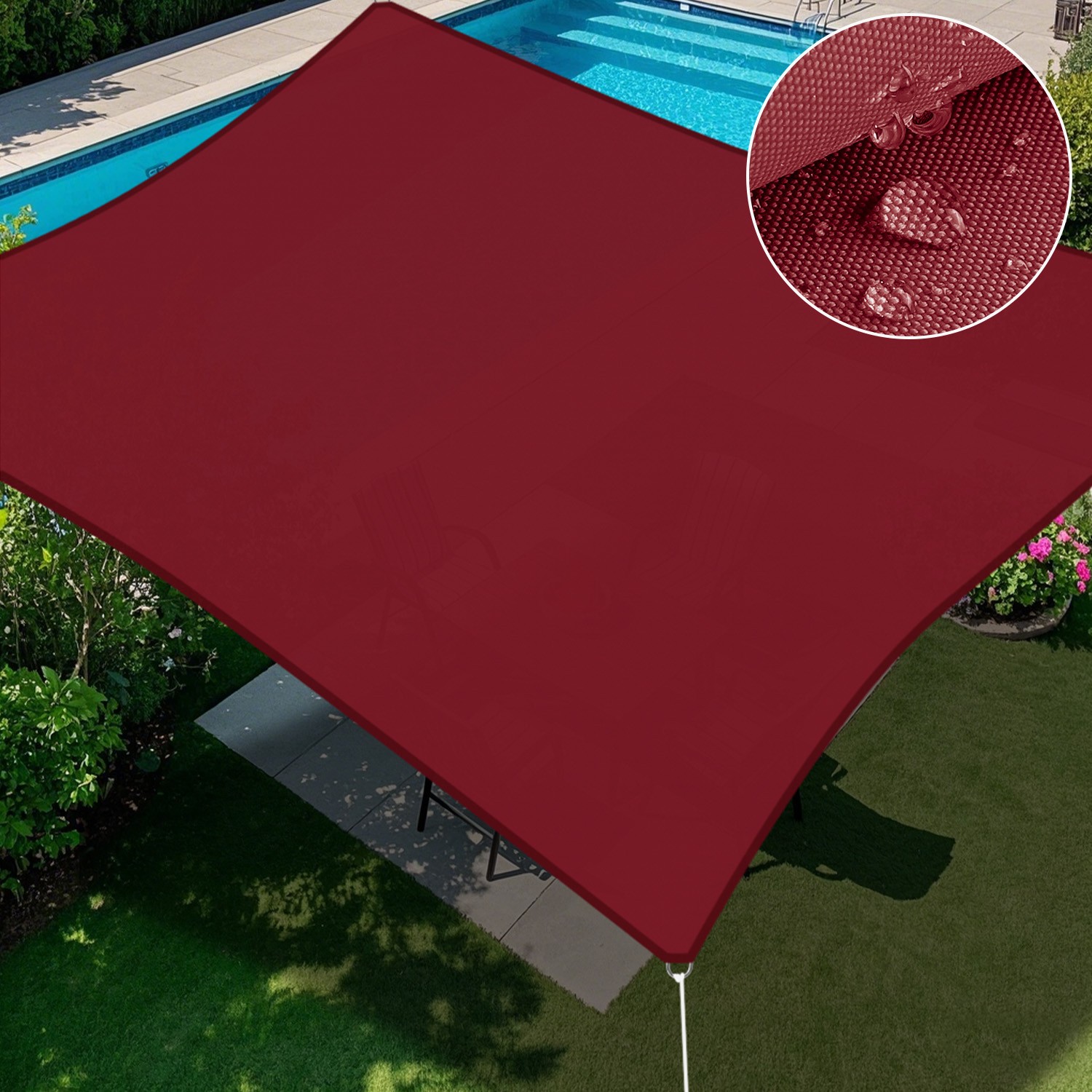 5-24ft Red Rectangle Waterproof Sun Shade Sail Mesh Net Cover UV Block Garden gallery