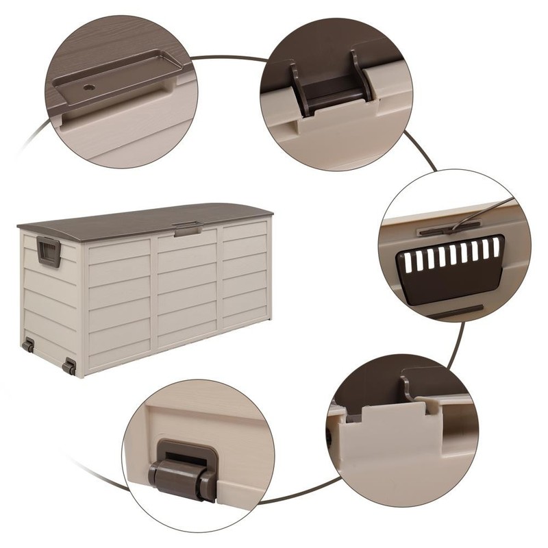 75 Gallon Large Resin Deck Box Outdoor Storage with Wheels for Patio Furniture gallery