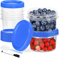 6 Pcs 8 oz Plastic Containers with Screw Lids, Reusable Clear Food Storage Co…