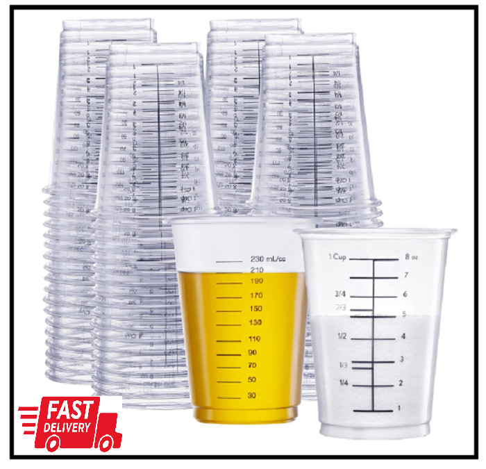 [25 Count - 10 Oz.] Multipurpose Disposable Plastic Measuring Cups - Baking, Coo gallery