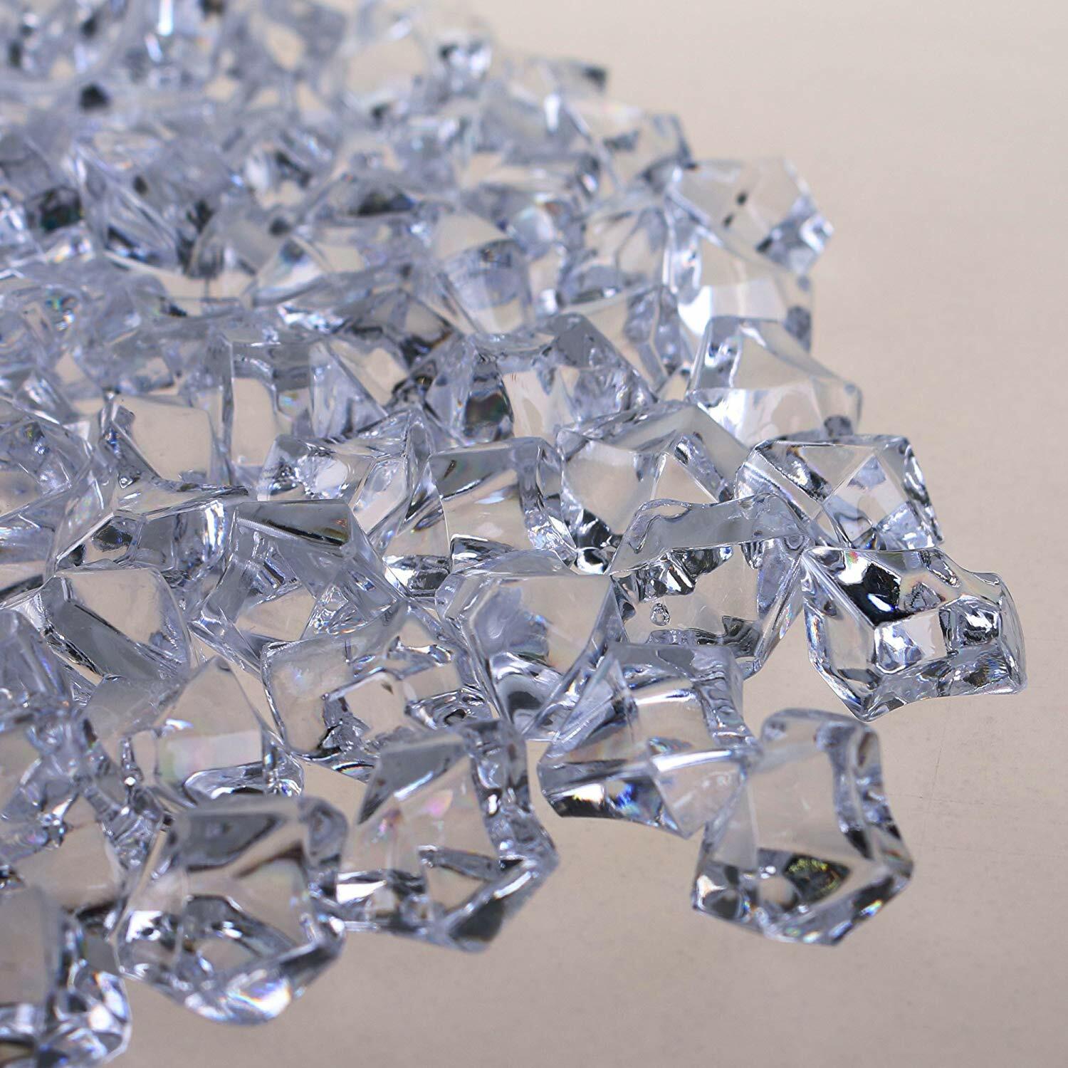 PMLAND Clear Acrylic Ice Rocks Crystals Cubes Gems 3lbs Bulk Bag for Table Decor gallery
