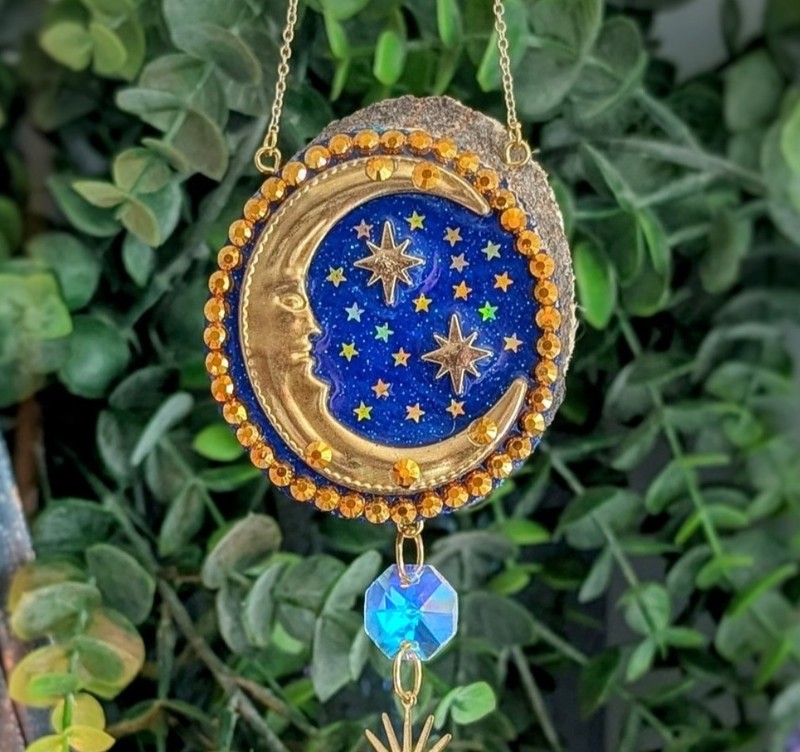 Celestial Crescent Moon Sun Catcher, Vintage 90s Inspired, Whimsigoth,... gallery