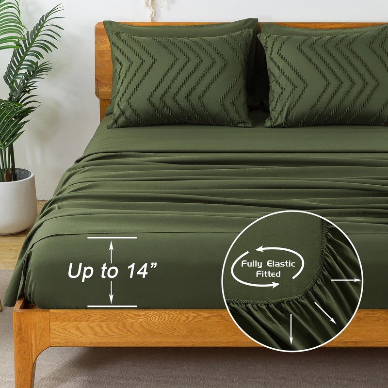 Comforters Queen Size Set with Sheets Dark Olive Green - 7 Pieces Bed in a Ba... gallery
