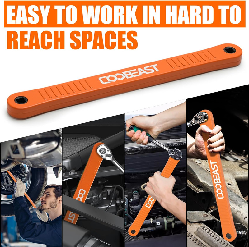 3/8 Offset Extension Wrench Impact Ready Socket Tool with 3 Adapters gallery