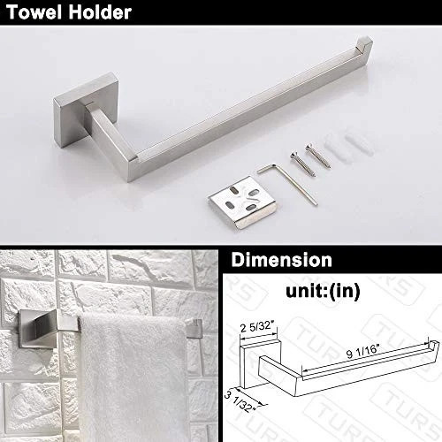 4-Pieces Matte Silver Bathroom Hardware Accessories Set 24 Inch Towel Bar Towe gallery