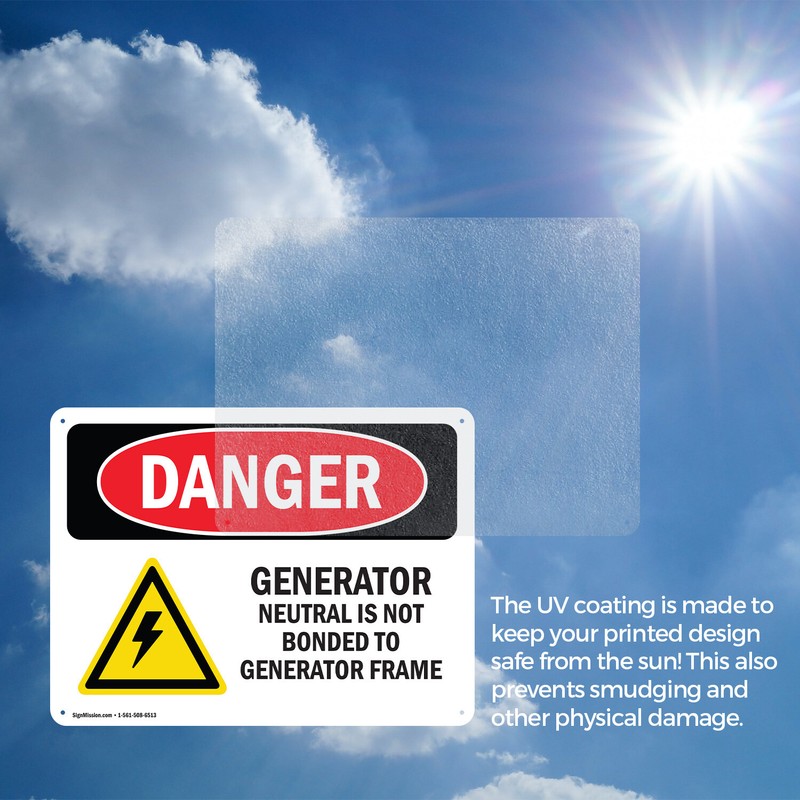 (2 Pack) Generator Neutral Is Not Bonded OSHA Danger Sign Decal Metal Plastic gallery
